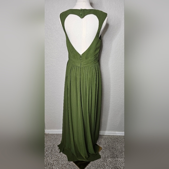 Azazie Womens  Forrest Green Halter Neckline Chiffon Bridesmaid Formal Sz A10 - Picture 3 of 9